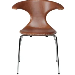 Flair Stol Light Brown Leather, Chrome
