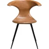Flair Stol Light Brown Leather, Round Black