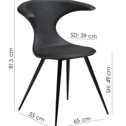 Flair Stol Light Brown Leather, Round Black
