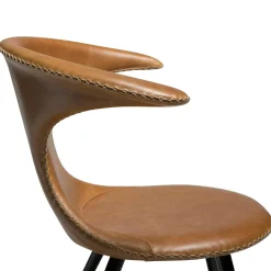 Flair Stol Light Brown Leather, Round Black