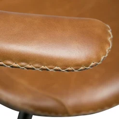 Flair Stol Light Brown Leather, Round Black