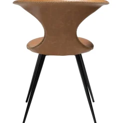 Flair Stol Light Brown Leather, Round Black