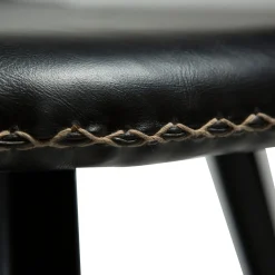 Flair Stol Vintage Black Art.Leather, Round Black
