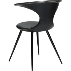 Flair Stol Vintage Black Art.Leather, Round Black