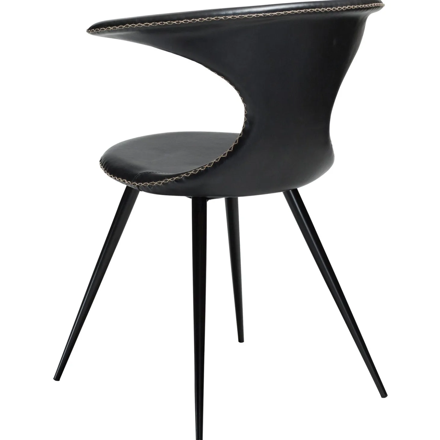 Flair Stol Vintage Black Art.Leather, Round Black