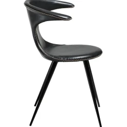 Flair Stol Vintage Black Art.Leather, Round Black