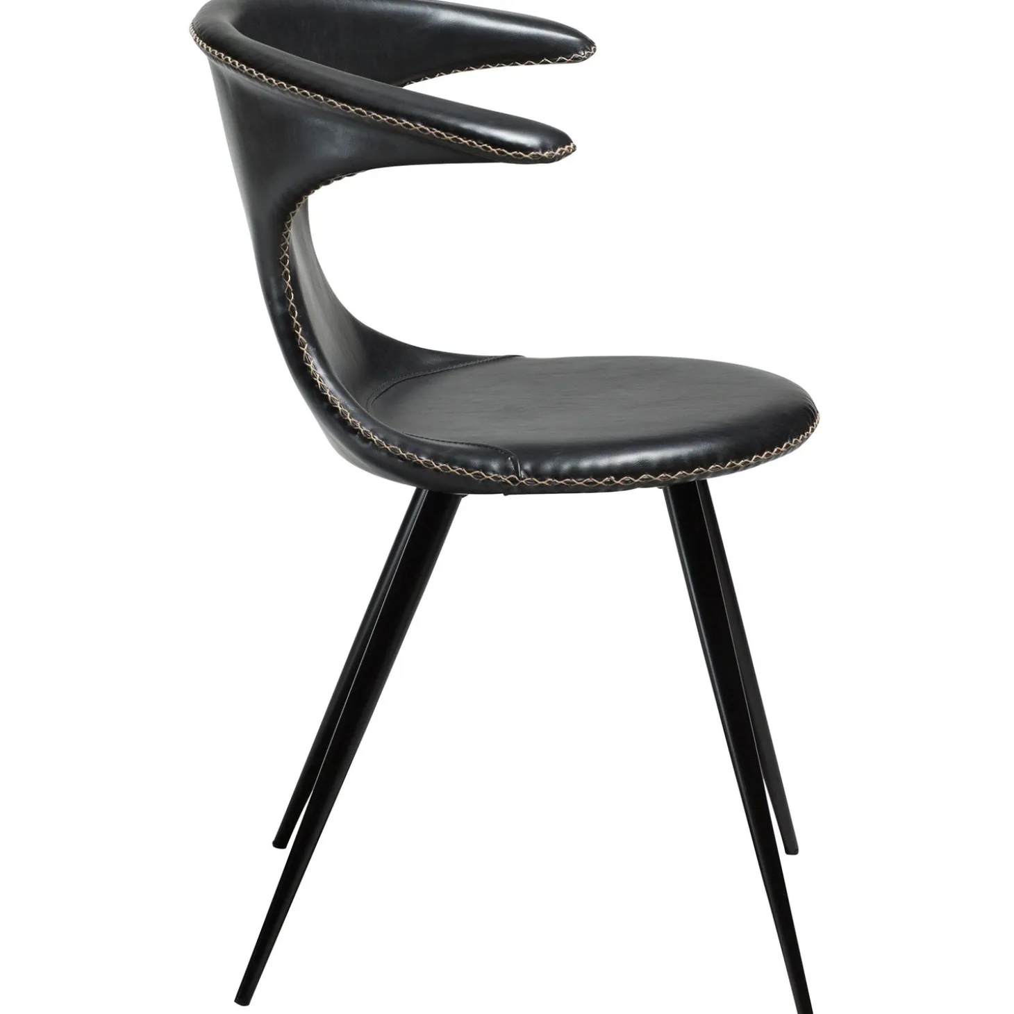 Flair Stol Vintage Black Art.Leather, Round Black