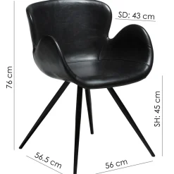 Gaia Stol Midnight Blue Velvet, Black