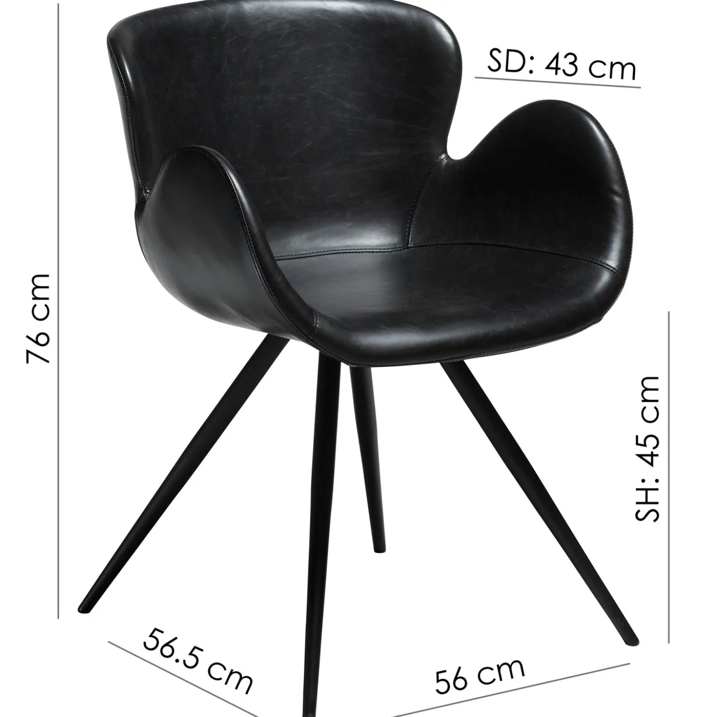 Gaia Stol Vintage Green Art.Leather, Black