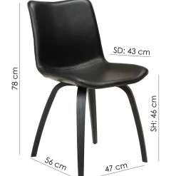 Glee Stol Vintage Black Art.Leather, Oak