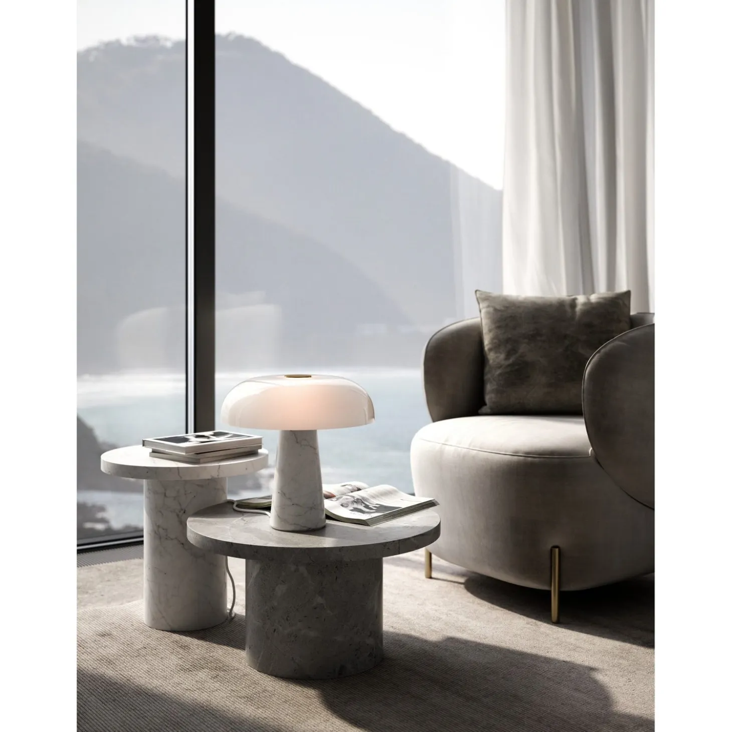 Glossy Bordslampa Opal Vit