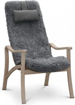 Gotland Fåtölj ink Pall Fårskinn Charcoal