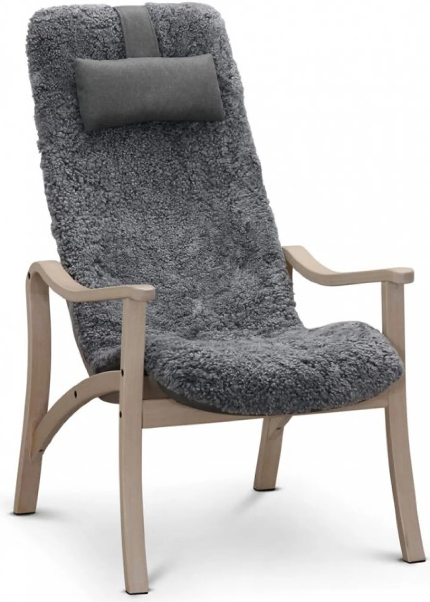 Gotland Fåtölj ink Pall Fårskinn Charcoal