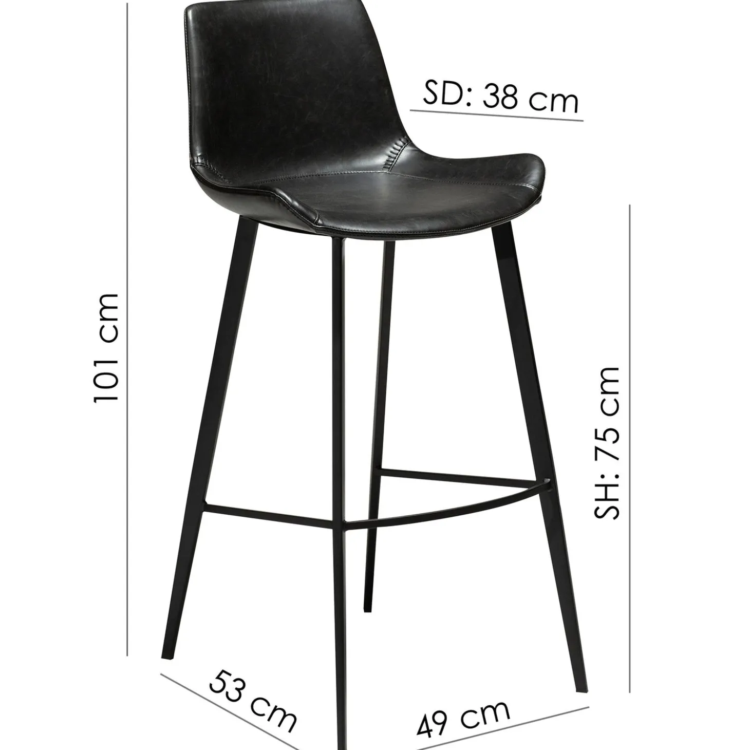 Hype Barstol Vintage Black, 75 cm