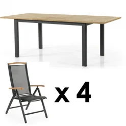 Lyon Matgrupp 152-210 cm ink 4st Andy Pos. Svart/Teak