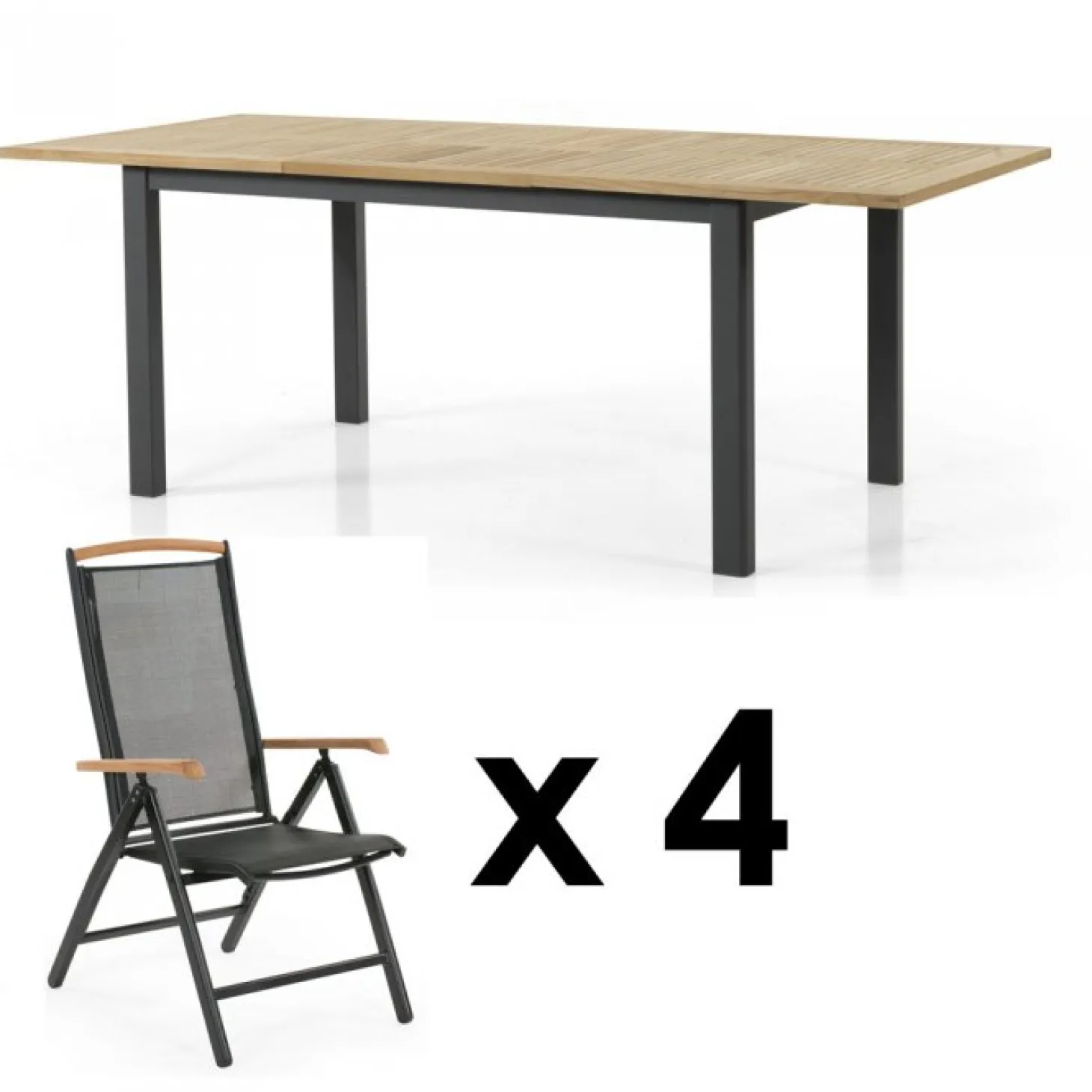 Lyon Matgrupp 152-210 cm ink 4st Andy Pos. Svart/Teak