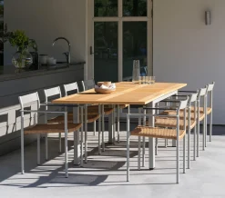 Lyon Utebord 100x224-304 cm Light Grey / Teak