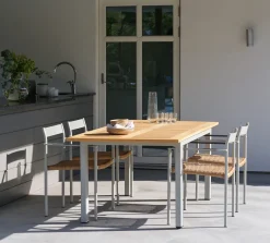 Lyon Utebord 92x152-210 cm Light Grey/ Teak