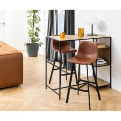Mathilde Barstol Hög PU Vintage Konjak
