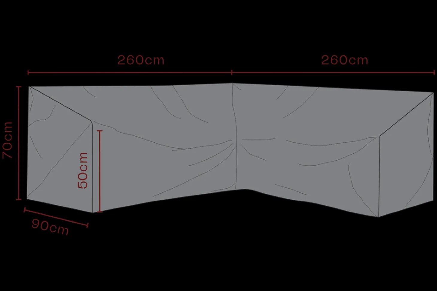 Möbelskydd till Hörnsoffa Svart Andas, 260x90x70 cm, 260 cm