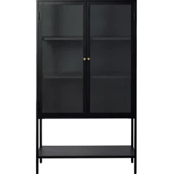 Milano Skåp 160 cm höga ben Glas Svart