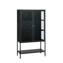 Milano Skåp 160 cm höga ben Glas Svart
