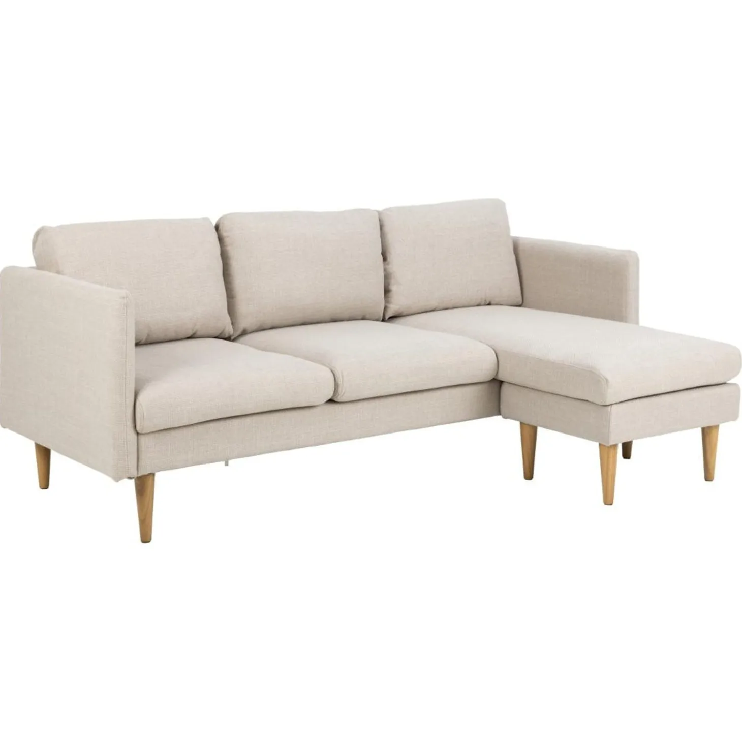 Milly 2-sits med schäslong Basel tyg Beige