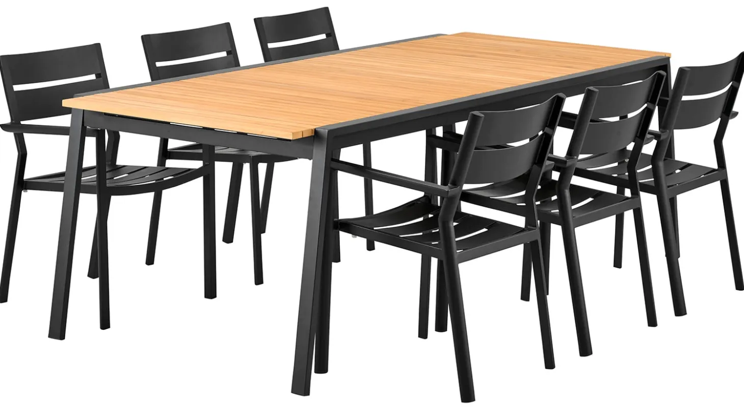 Naos Matgrupp 100x220-320 cm ink Delia Karmstolar Svart/Teak