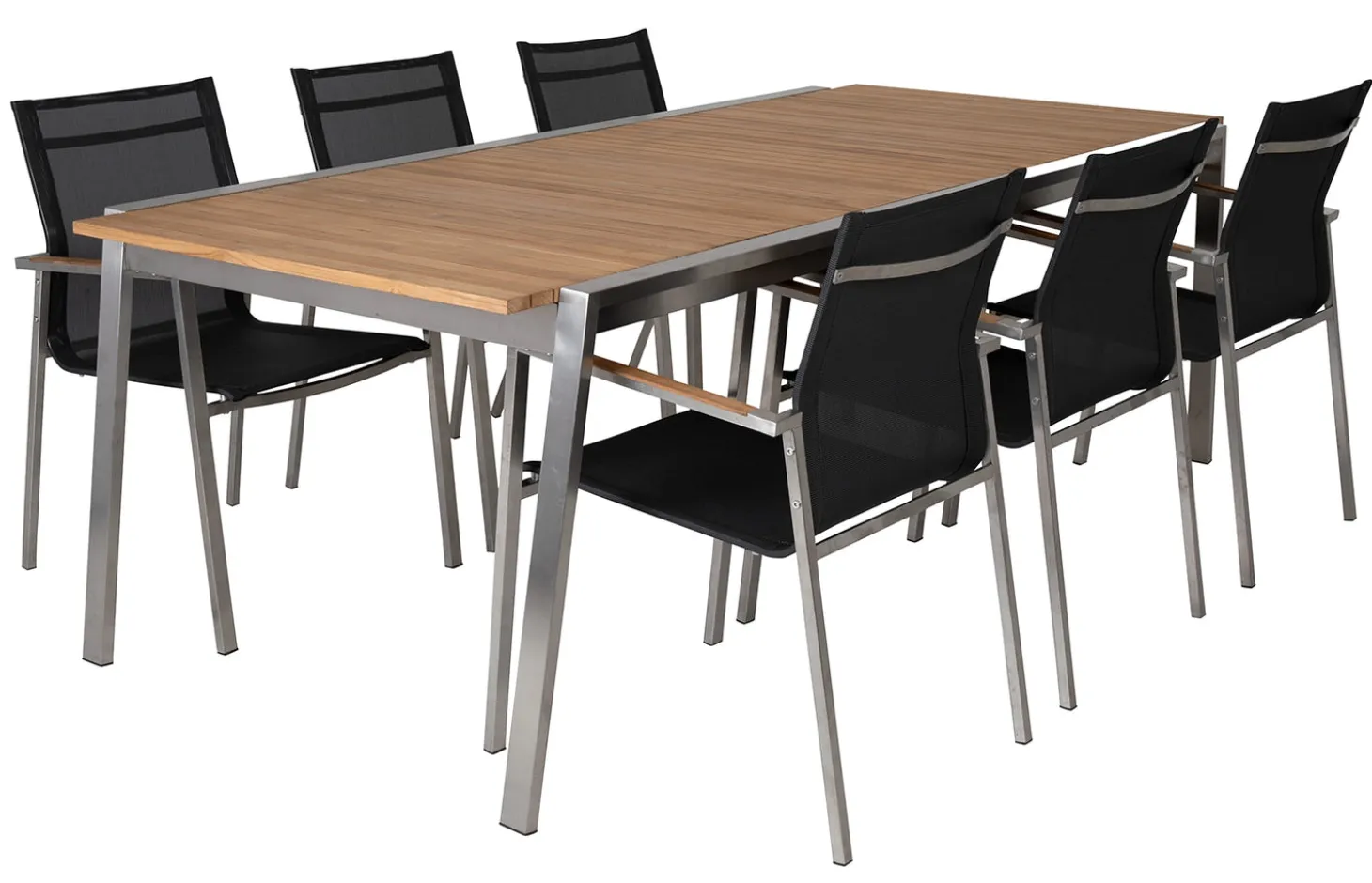Naos Matgrupp 100x220-320 cm ink 6st Naos Karmstolar Rostfritt/Teak