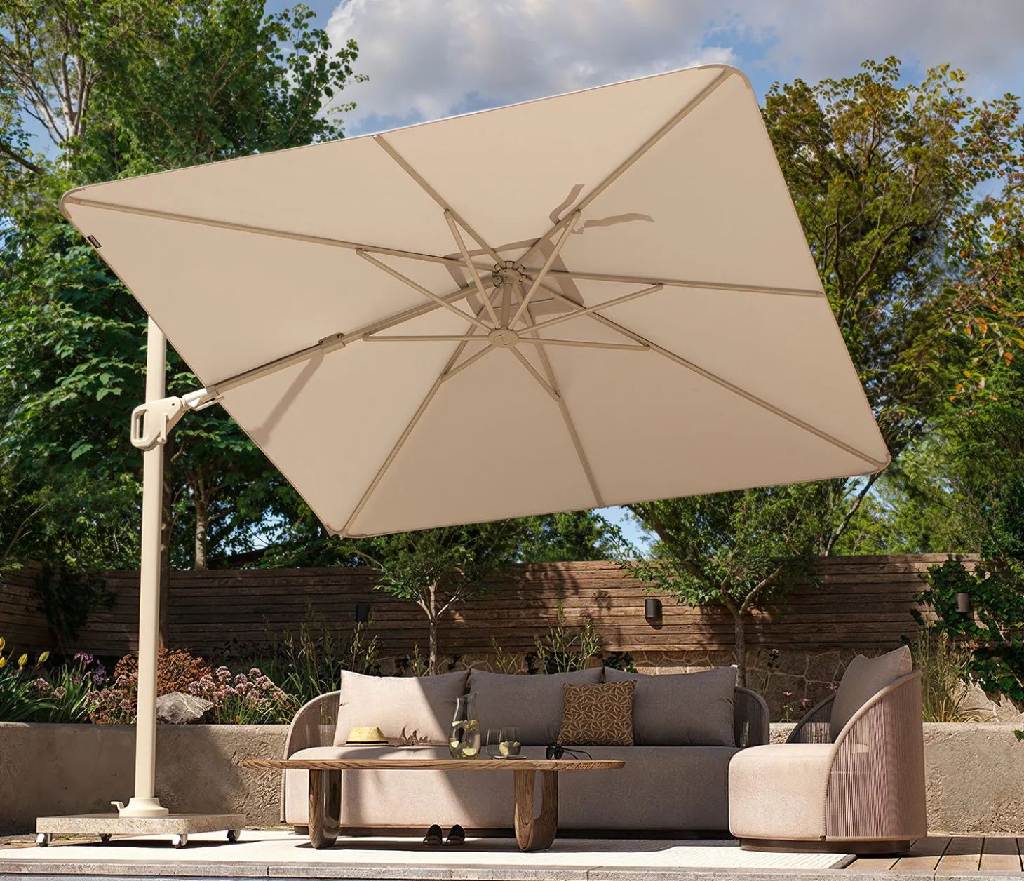 Nexus T2 Frihängande Parasoll 300x300 Sandstone / Champagne