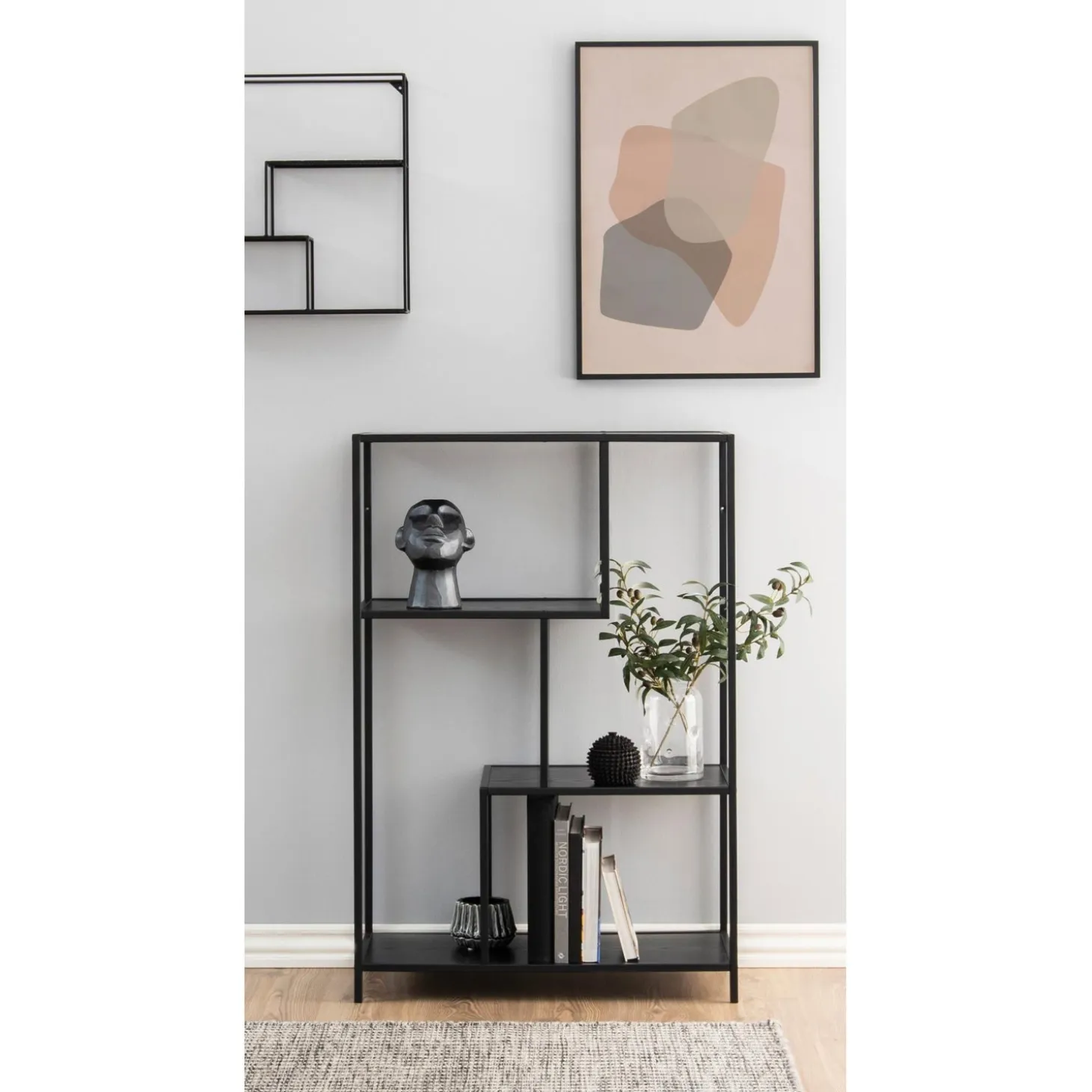 Notting Hill Bokhylla Asymmetrisk 114x77x35 cm Svart Ask