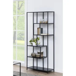 Notting Hill Bokhylla Asymmetrisk 185x77x35 cm Svart Ask