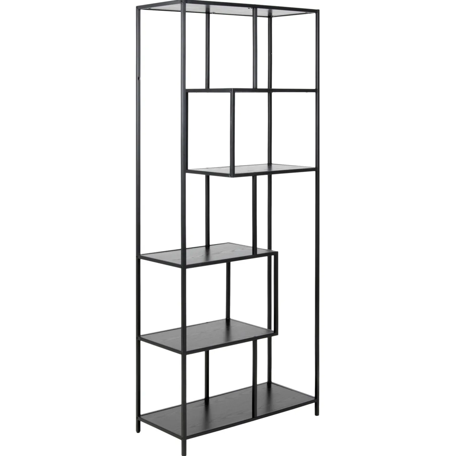 Notting Hill Bokhylla Asymmetrisk 185x77x35 cm Svart Ask