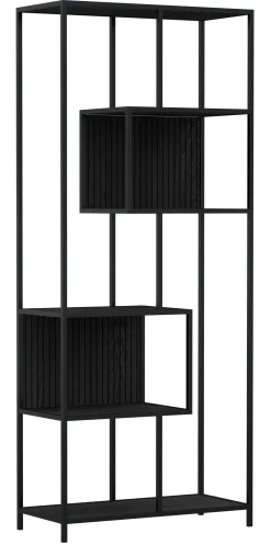 Notting Hill Bokhylla med baksida 185x77x35 cm Svart