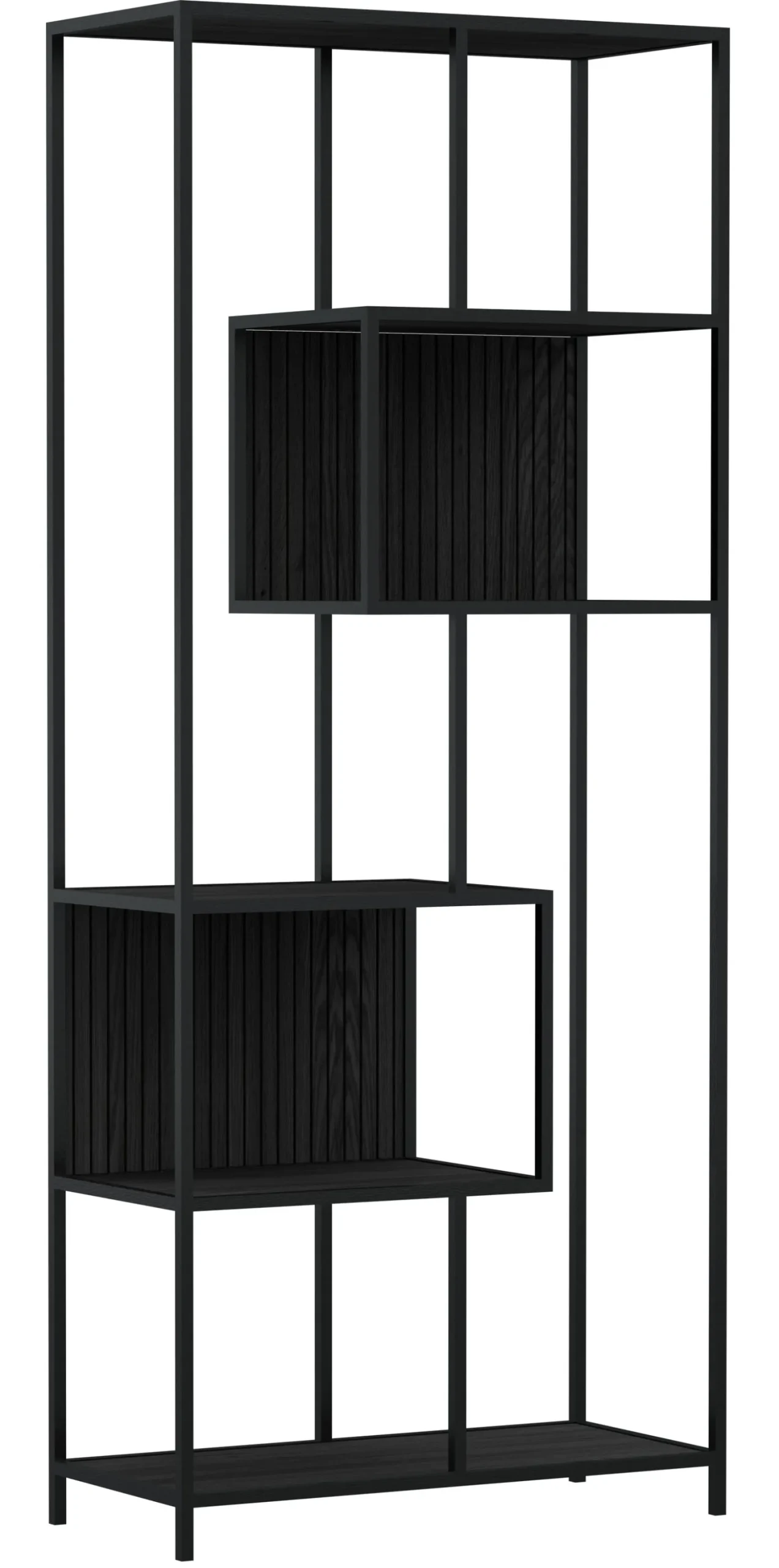 Notting Hill Bokhylla med baksida 185x77x35 cm Svart