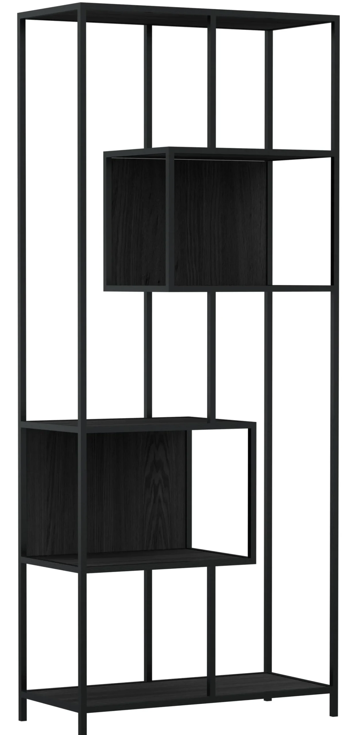 Notting Hill Bokhylla med baksida 185x77x35 cm Svart