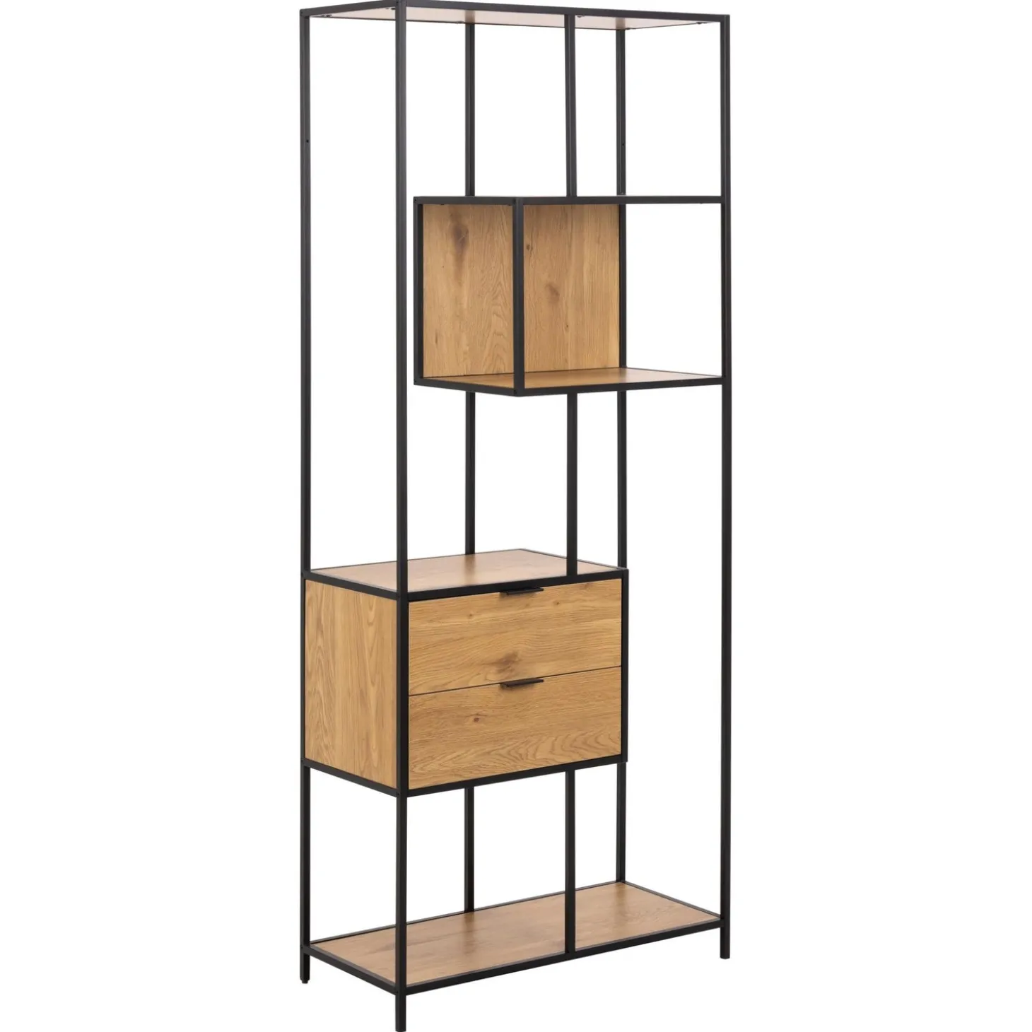Notting Hill Bokhylla med 2 Lådor 185x77x35 cm Ek