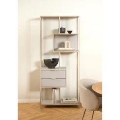 Notting Hill Bokhylla med 2 Lådor 185x77x35 cm Grå