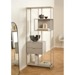 Notting Hill Bokhylla med 2 Lådor 185x77x35 cm Grå