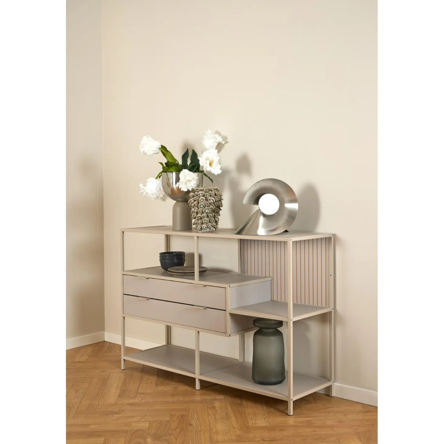 Notting Hill Bokhylla med 2 Lådor 78x114x35 cm Grå