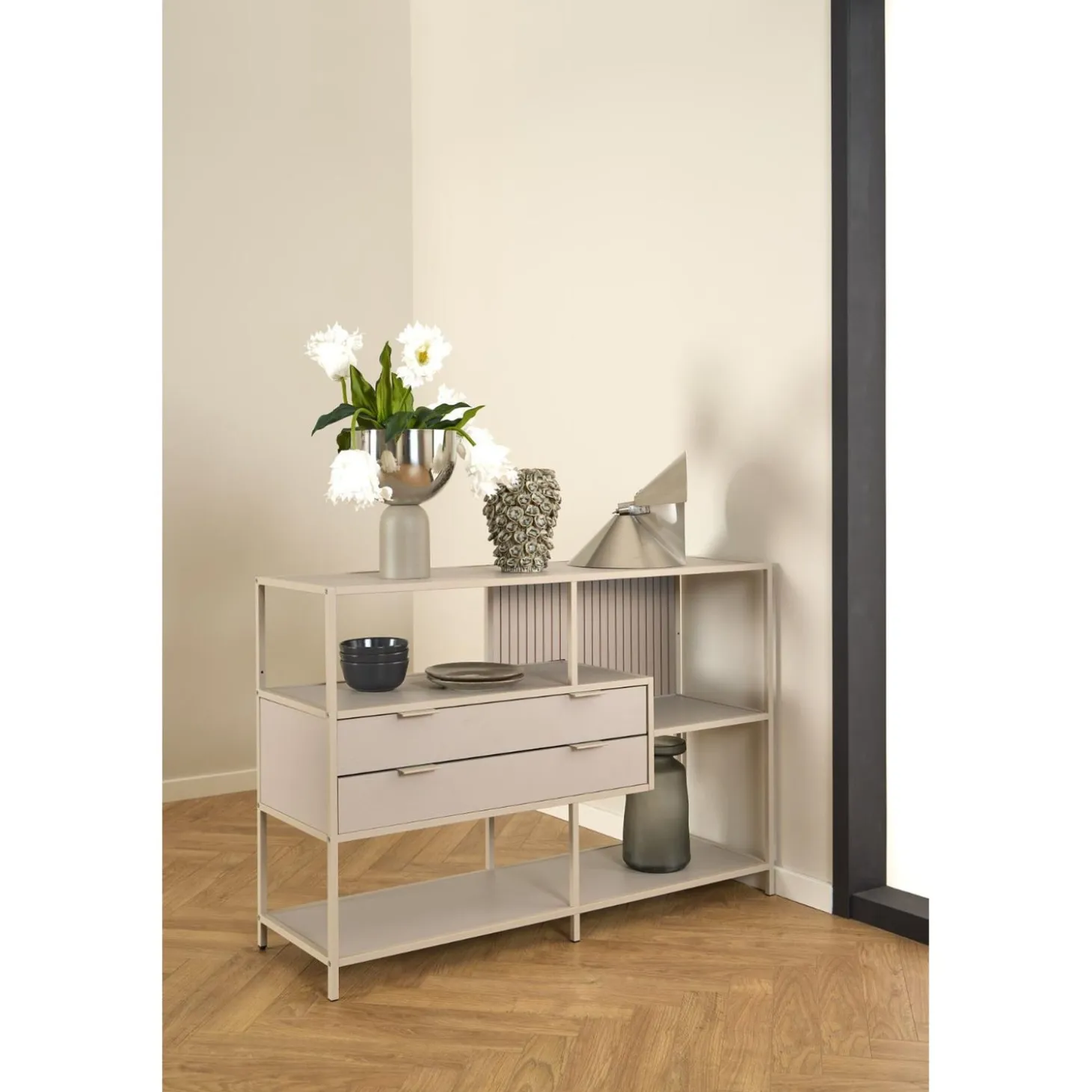 Notting Hill Bokhylla med 2 Lådor 78x114x35 cm Grå
