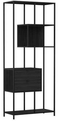Notting Hill Bokhylla med 2 Lådor 185x77x35 cm Svart