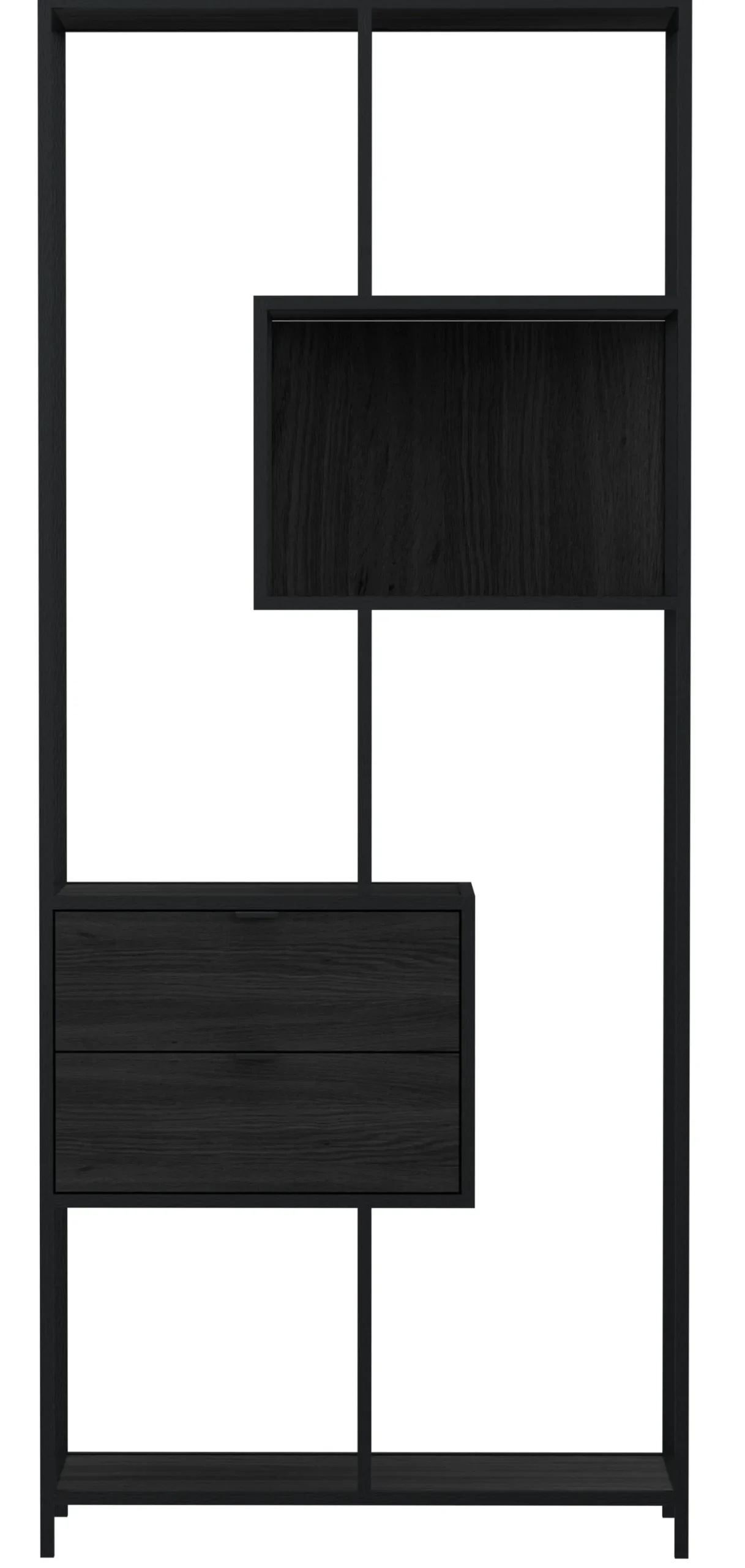 Notting Hill Bokhylla med 2 Lådor 185x77x35 cm Svart