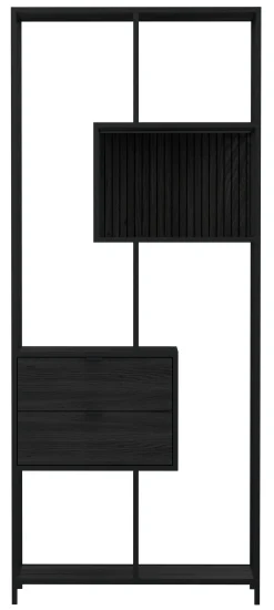 Notting Hill Bokhylla med 2 Lådor 185x77x35 cm Svart