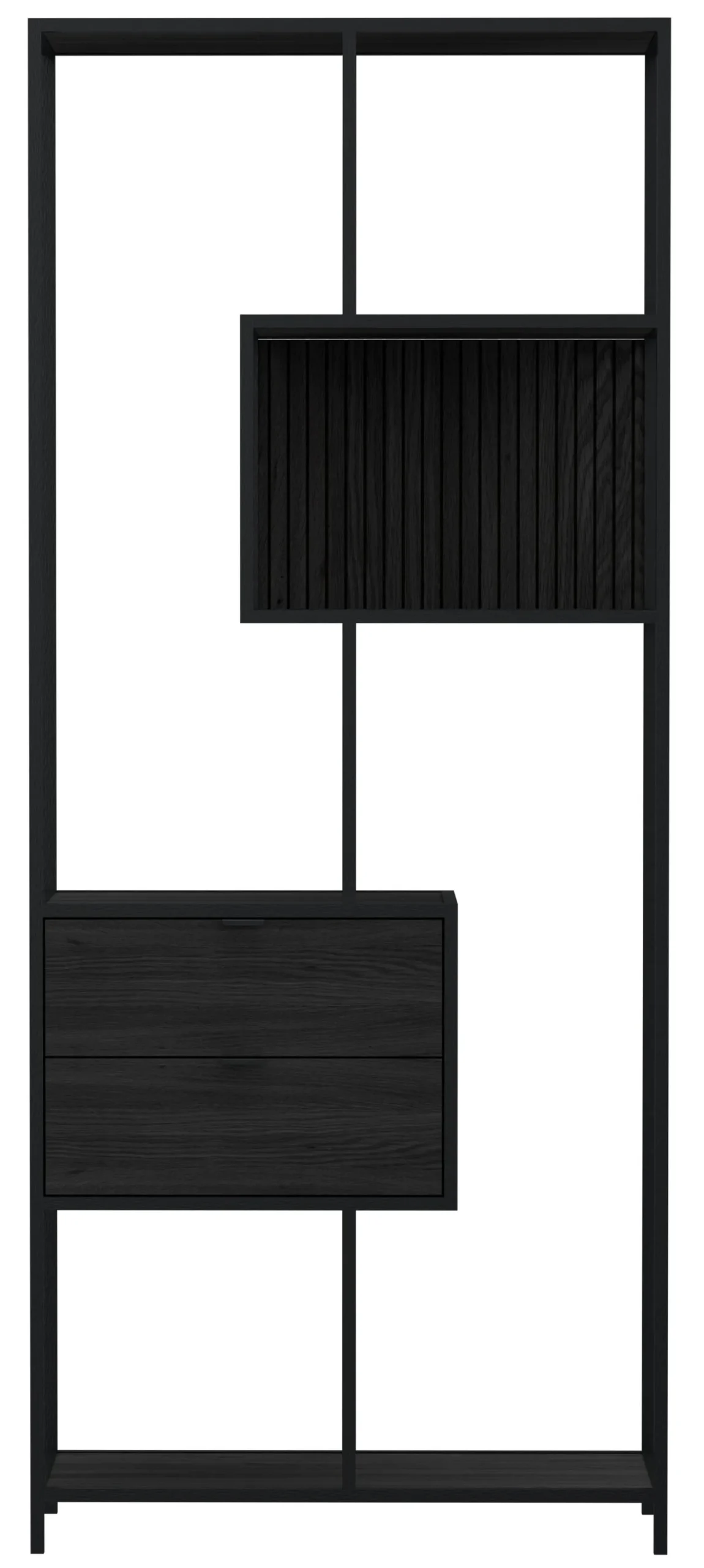 Notting Hill Bokhylla med 2 Lådor 185x77x35 cm Svart