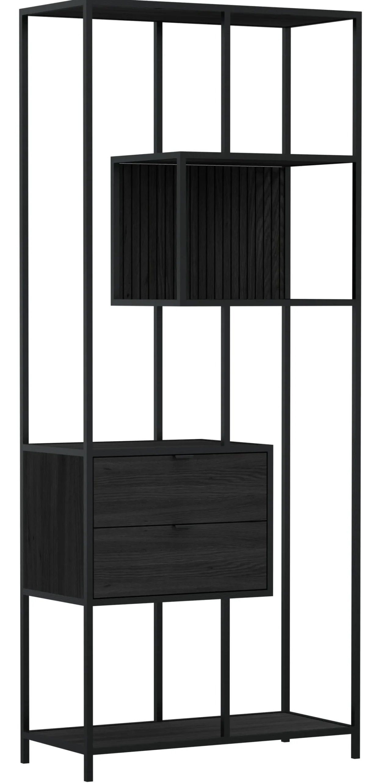 Notting Hill Bokhylla med 2 Lådor 185x77x35 cm Svart