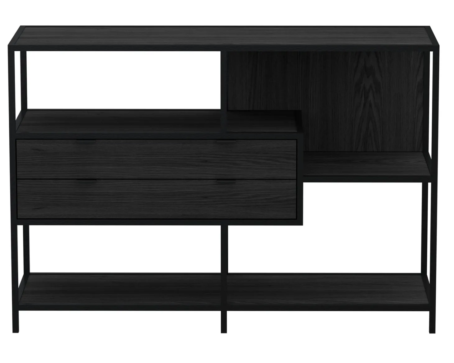 Notting Hill Bokhylla med 2 Lådor 78x114x35 cm Svart