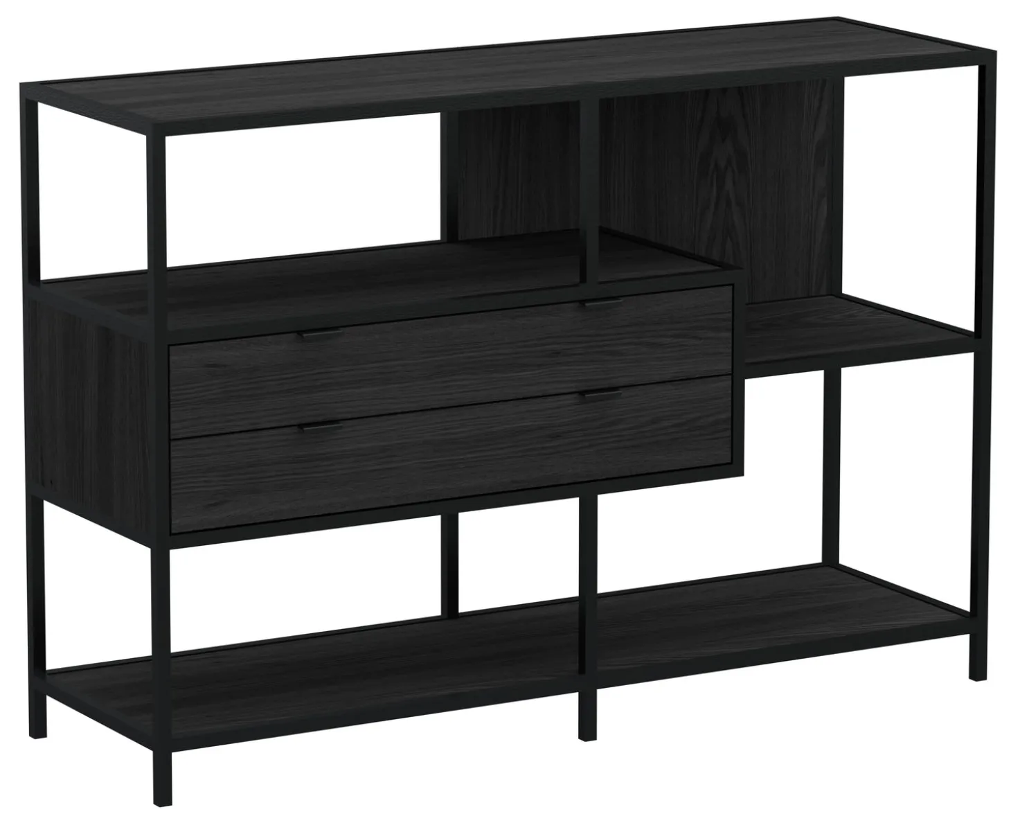 Notting Hill Bokhylla med 2 Lådor 78x114x35 cm Svart