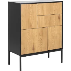 Notting Hill Sideboard 2 lådor 103x80x40 cm Svart/Ek