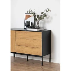 Notting Hill Sideboard 3 lådor 120x40x82 cm Svart/Ek